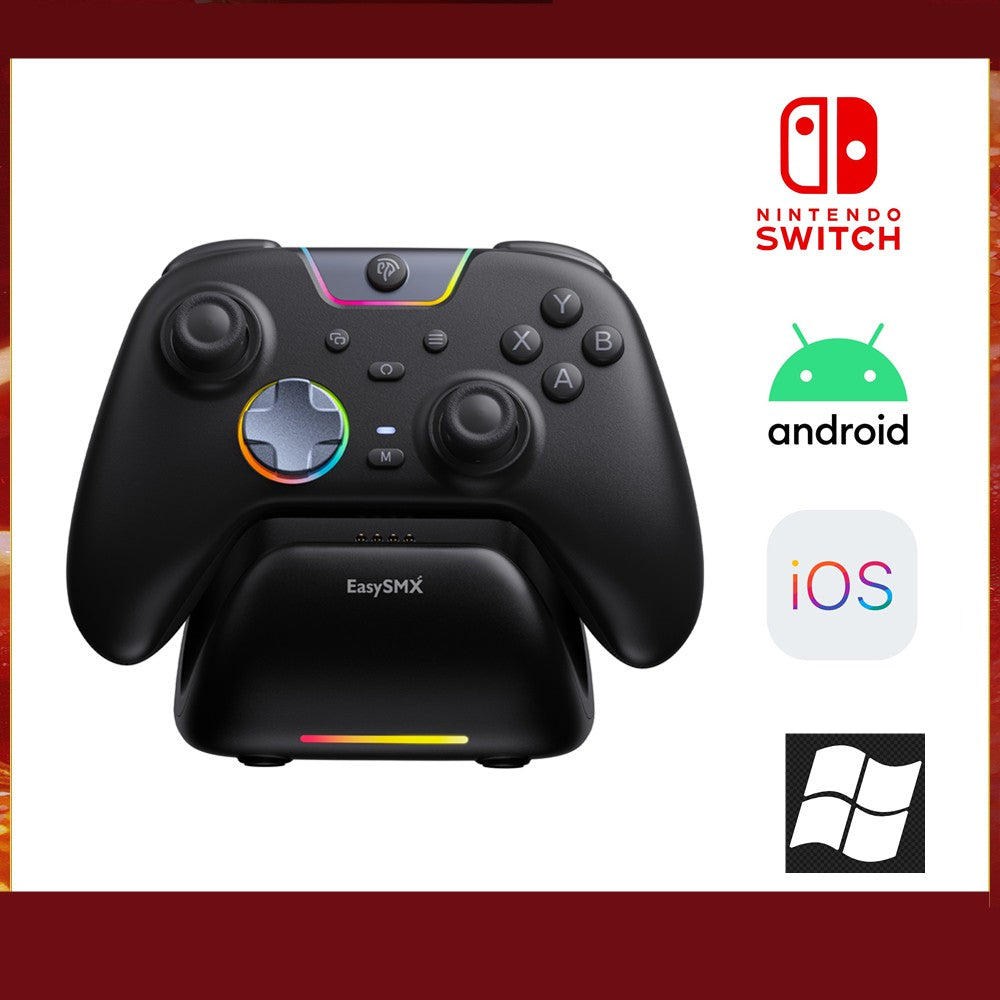 EasySMX White Black Gamepad X05 Pro Wireless PC Gaming Controller for PC Windows iOS Switch Android with Charging Dock