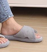 Comwarm Waffle Indoor Cotton Slippers For Women Open Toe Anti-Slip Home Slippers Four Seasons Flats Slippers with Arch Support