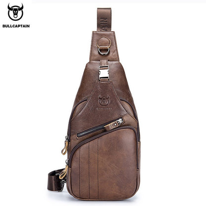 BULLCAPTAIN Bag Genuine Leather Chest Bag Men's Fashion Style Casual Straddle Bag Business Large Capacity Leather Men's Luggage