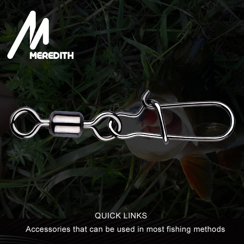MEREDITH 50 PEÇAS Acessórios para Pesca de Lucio Conector Giratório de Rolamento Pino de Aço Inoxidável Snap Anzóis Isca Giradores Equipamento de Pesca
