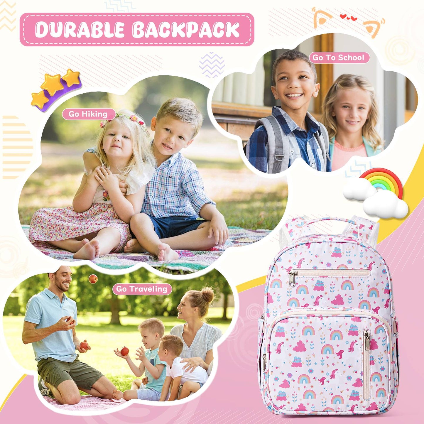 Mochila Infantil para Meninos e Meninas, Mochila Escolar Pré-escolar, Creche, Escola Primária, Jardim de Infância, Leve