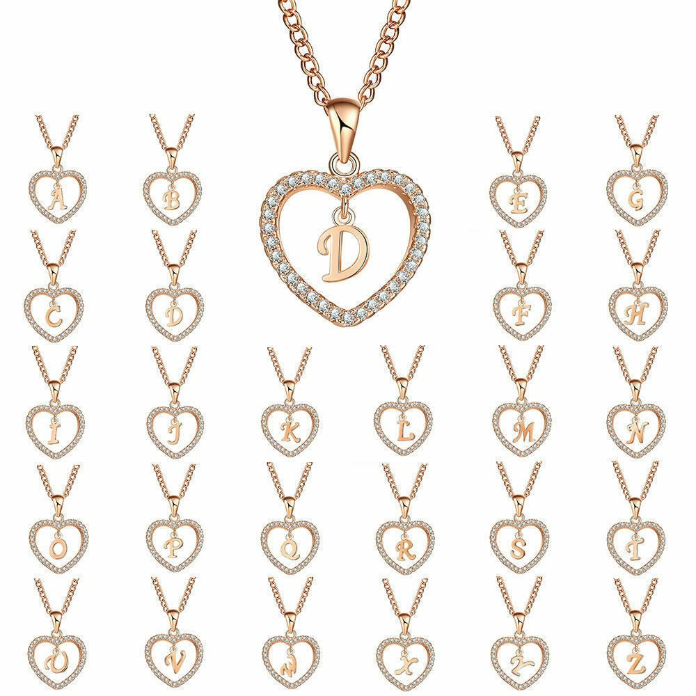 Customizable Love Pendant Necklace with Zircon 26 Letter Initial Jewelry for Men And Women