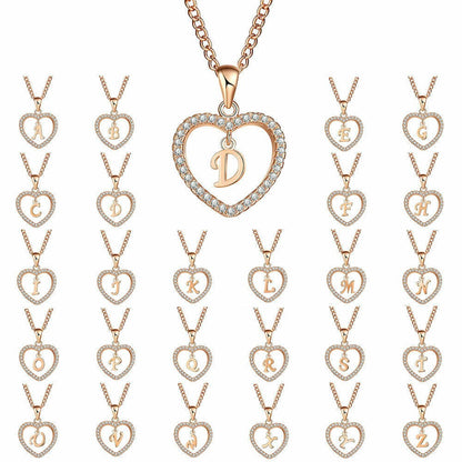 Customizable Love Pendant Necklace with Zircon 26 Letter Initial Jewelry for Men And Women