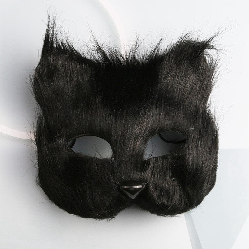 Fox Shape Face Eye Mask Christmas Carnival Party Cosplay Cat Animal Hair Mask Halloween Costume Props Makeup Plastic Face Mask