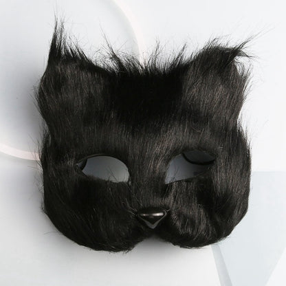Fox Shape Face Eye Mask Christmas Carnival Party Cosplay Cat Animal Hair Mask Halloween Costume Props Makeup Plastic Face Mask
