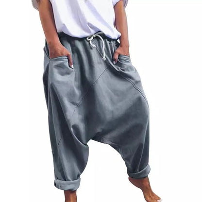 Women's Casual Harem Crotch Pants, Fashionable Lace-up Harem Pants, Women Trousers, Oversized Hip-hop Streetwear Woman