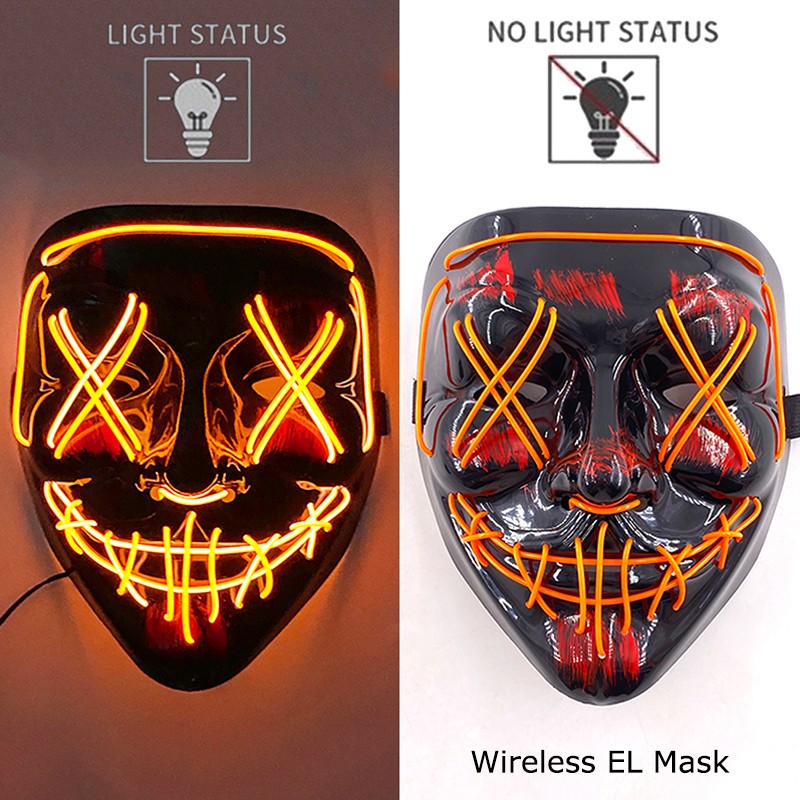 Wireless Purge Luminous LED Mask Adult Full Face Headgear Costumes Cosplay Mask Carnival Horror Masquerade Glow In The Dark