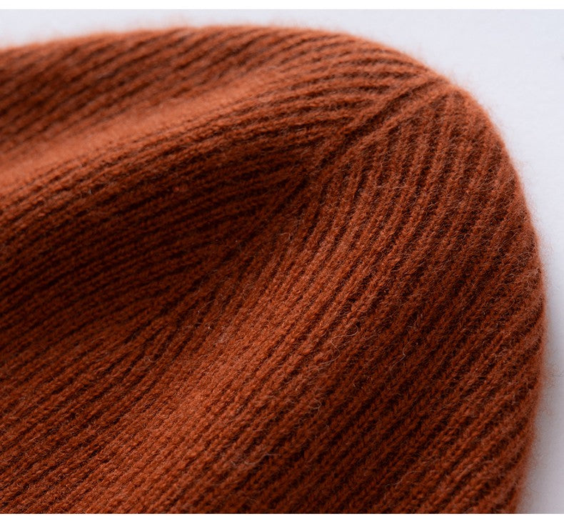 New Autumn Winter 100% Cashmere Hat Knitted Mountaineering Wool Hat Outdoor Skiing Double Layer Men and Women Thickened Warm