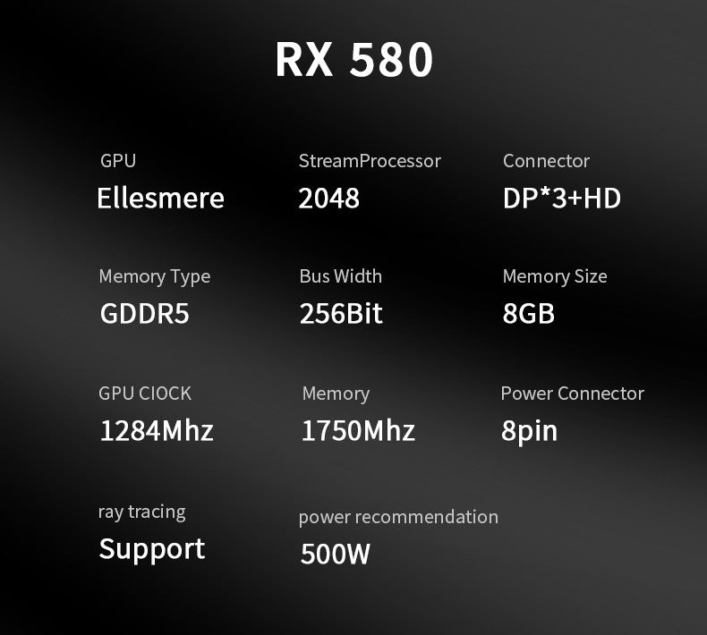 Veineda  RX580 8GB Graphics Card GDDR5 256Bit 2048SP PCIExpress 3.0×16 Gaming Video Cards Desktop Computer components
