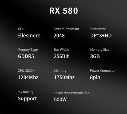 Veineda  RX580 8GB Graphics Card GDDR5 256Bit 2048SP PCIExpress 3.0×16 Gaming Video Cards Desktop Computer components