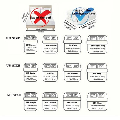 3pcs Halloween Cartoon Ghost Printed Duvet Covers, 1 Down Duvet Cover+2 Pillowcases, Coreless. Soft and Comfortable Bedding Set