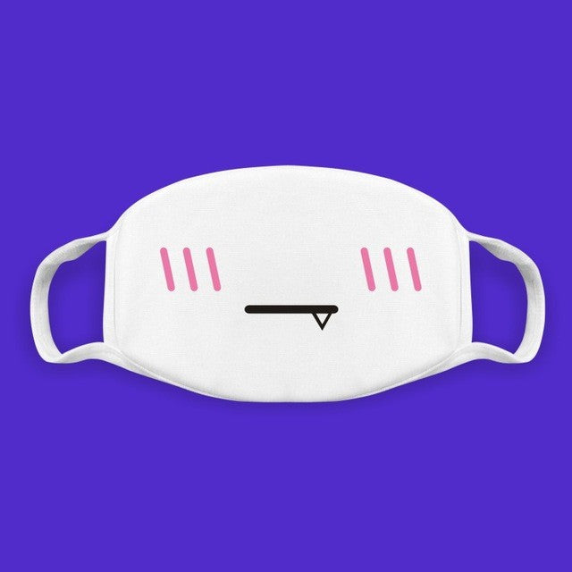 Super Cute Expression Smile Breathable Mouth Face Mask For Korean Black Kpop Unisex Kawaii Face Mouth Muffle Mask Cotton Anime