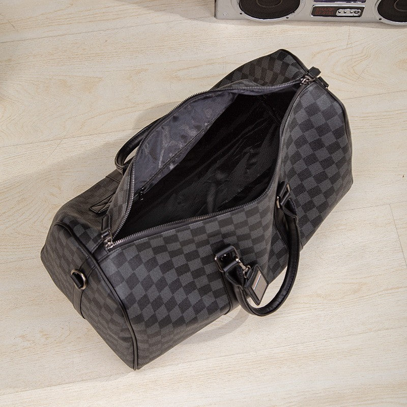 Para homem multifuncional resistente ao desgaste à prova d'água viagem grande capacidade negócios moda xadrez bagagem de mão bolsa de ombro