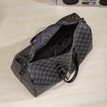 Para homem multifuncional resistente ao desgaste à prova d'água viagem grande capacidade negócios moda xadrez bagagem de mão bolsa de ombro