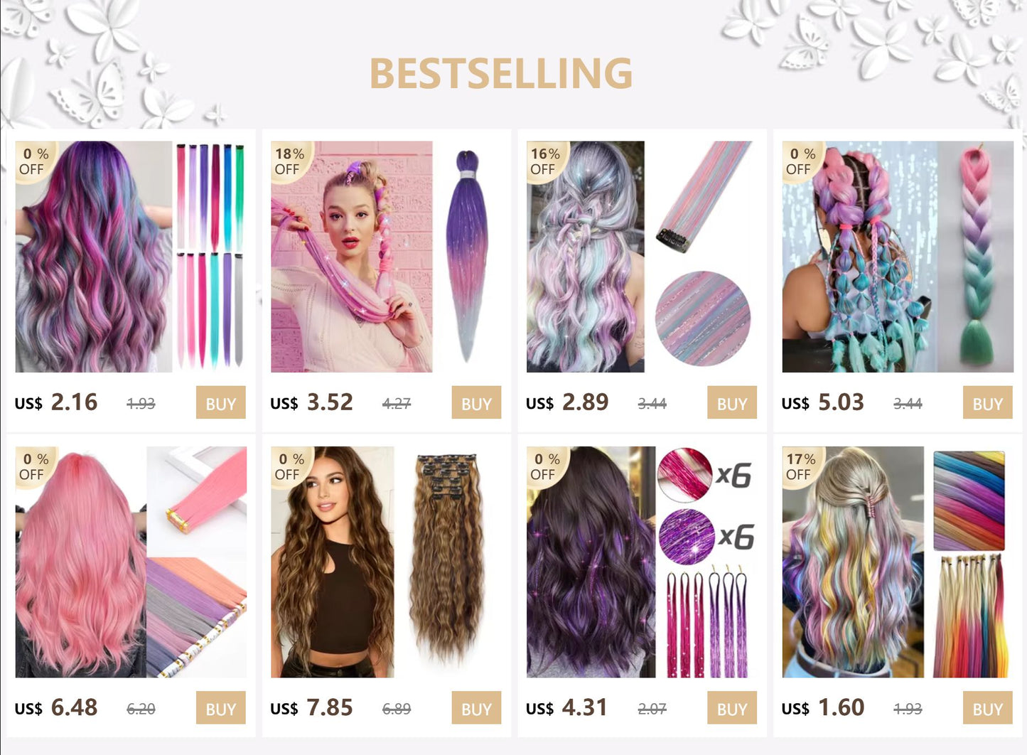 Clip in Hair Extensions Colored Party Highlights 22 inches 6pcs/pack Multi-colors Straight Hair Synthetic Hairpieces Royal Blue