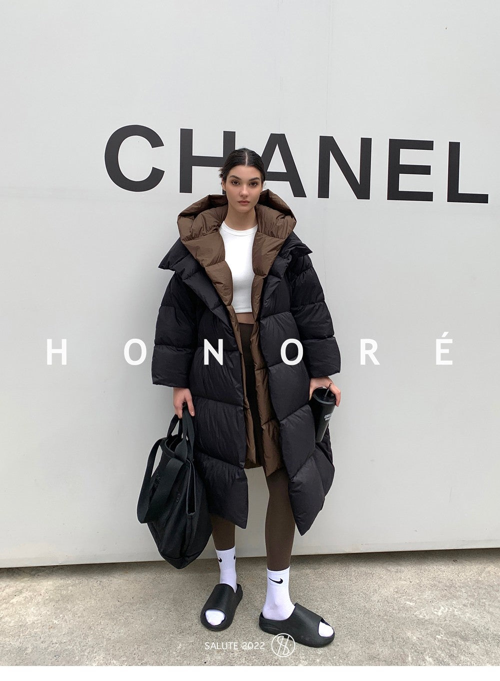 Janveny Fluffy White Duck Down Jacket Women Winter Thickness Warm Long Puffer Coat Hooded Female Fashion Fake Two-piece Parkas