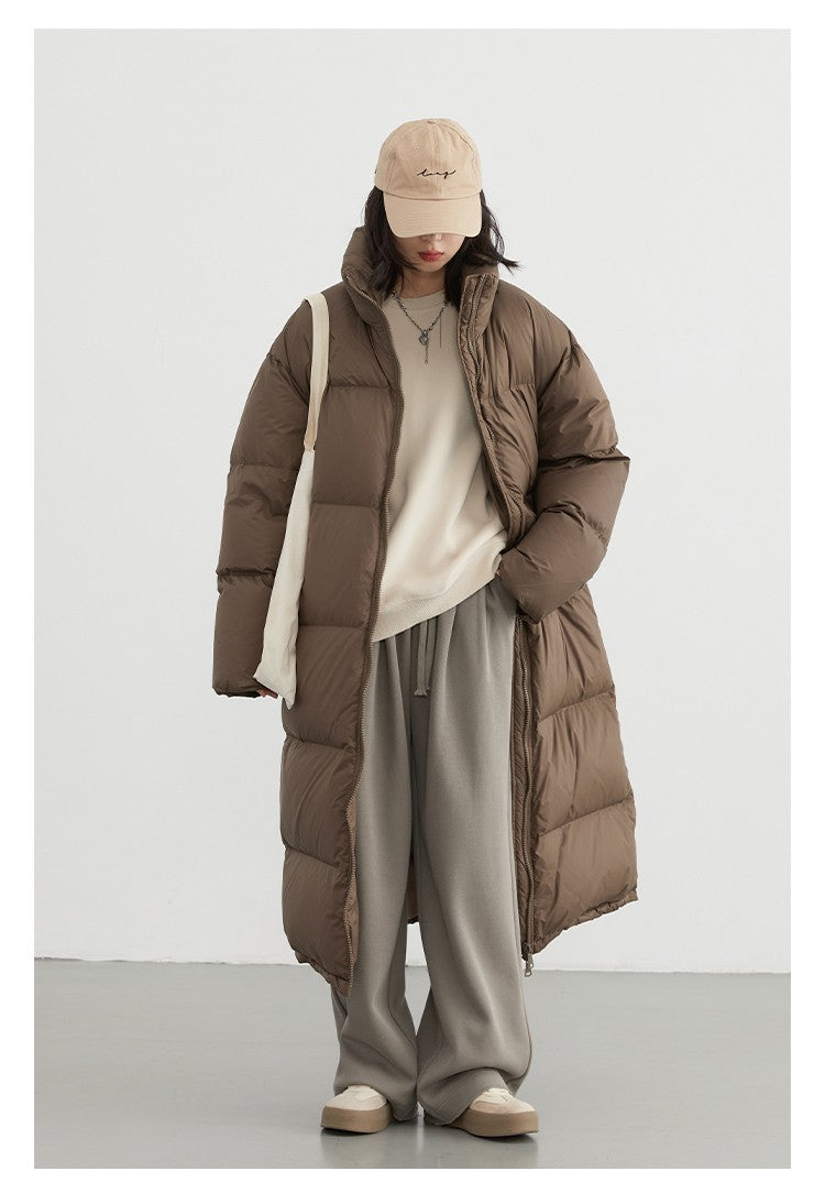 CHIC VEN Women Down Coats Loose Thick Stand-up Collar New Long Thick Down Jacket 80 White Duck Down Female Outerwear Winter 2024