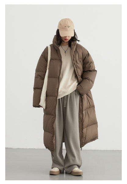CHIC VEN Women Down Coats Loose Thick Stand-up Collar New Long Thick Down Jacket 80 White Duck Down Female Outerwear Winter 2024