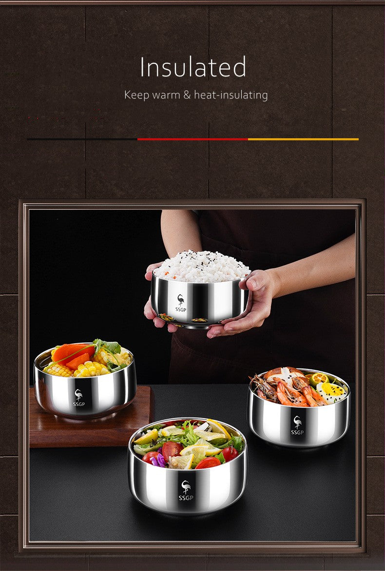 LFGB Certificate 316L Stainless Steel Bowl Heat Insulating Warm Keeping 380ml 526ml Food Container Safe Baby Children Dinnerware