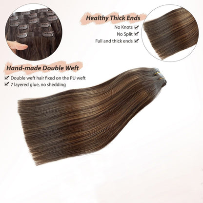 Apliques de Cabelo Humano Clip-In 16A 140g Liso Perfeito Cabelo Humano Remy Brasileiro 10 Peças/Conjunto Apliques de Cabelo Clip-In
