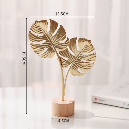 Nordic Gold Ginkgo Leaf Crafts Leaves Sculpture Luxury Living Room Decor Home Decoration Accessories Office Desktop Ornaments