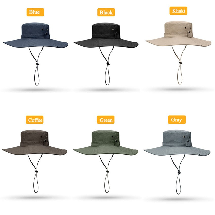 2020 New Fashion Summer Bucket Hat Cowboy Men Outdoor Fishing Hiking Beach Hats Mesh Breathable Anti UV Sun Cap Large Wide Brim