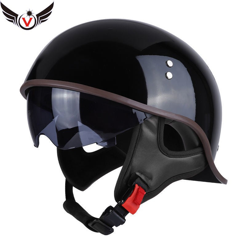 V Half-helmet for Harley Motorcycle Cocked Helmet Retro Helmet Lightweight Four Seasons Unisex Helmet Motorcycle Accessories