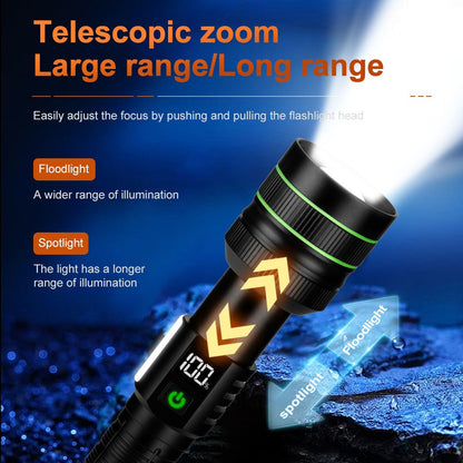 Super Bright Spotlight Long Range LED Flashlight With 26800 Parallel Battery Rechargeable Lamp Tactical Torch Waterproof Lantern