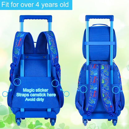 Mochila de Rodinhas 3 Peças para Meninos, Mochila Escolar com Rodinhas para Crianças, Mochila Escolar com Rodinhas Gamer para Pré-escola e Ensino Fundamental