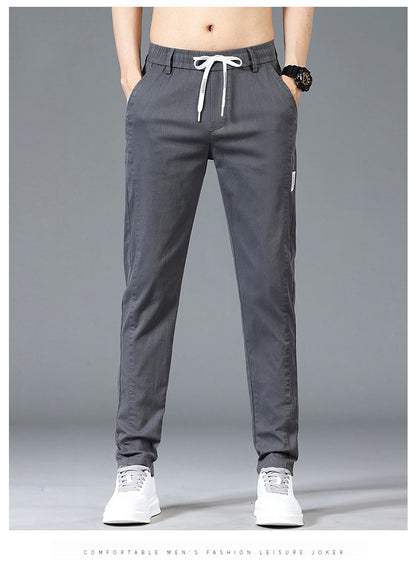 6 Colour Summer Men's Classic  Cotton Solid Color Fashion Business Casual Pants Elastic Waist Korean Fashion Men Clothing 28-38