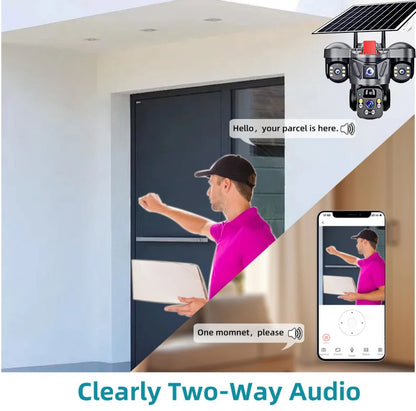 KERUI V380 Pro Outdoor PTZ 6MP WIFI 4G Solar Camera Home Security Triple Lens Camera Solar Panel CCTV Video Surveillance