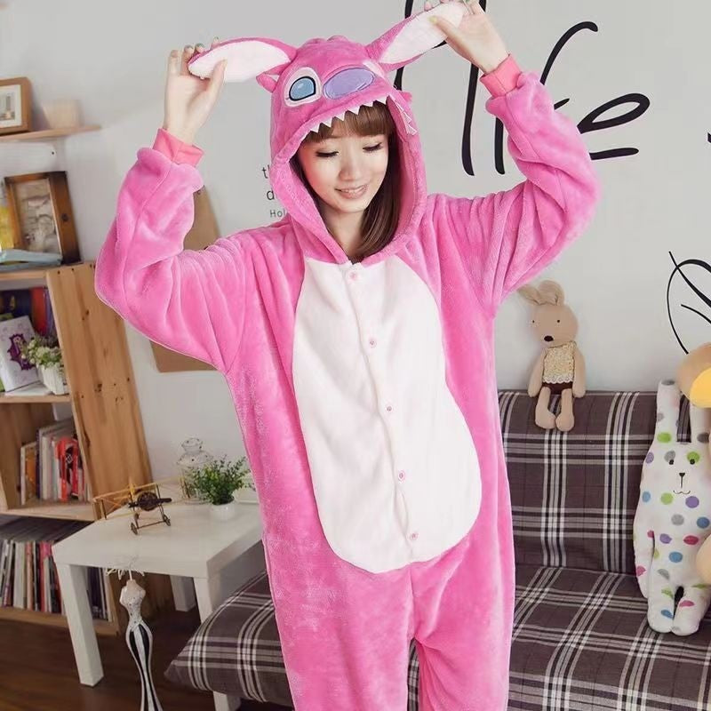 Macacão de Natal Lilo & Stitch, Pijama Infantil de Pelúcia, Kigurumi, Roupa Quente de Inverno, Presente para Meninos e Meninas