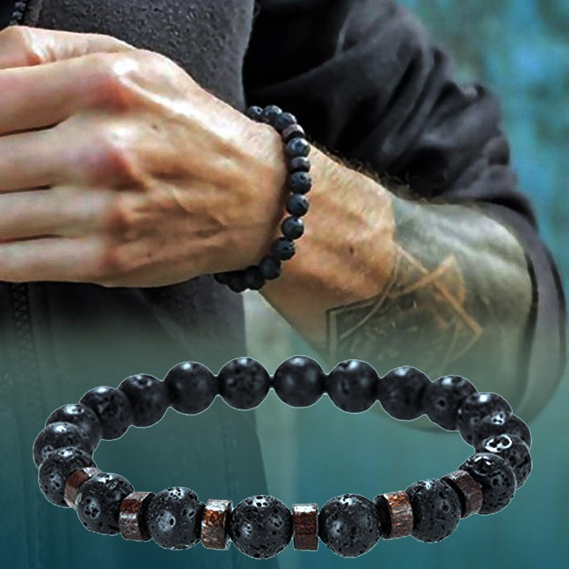 Pulseira de Pedra Vulcânica para Homens Lava Madeira 8mm Contas Pulseira Buda Tibetano Corrente de Pulso Feminina Masculina Jóias Presente Novas Pulseiras