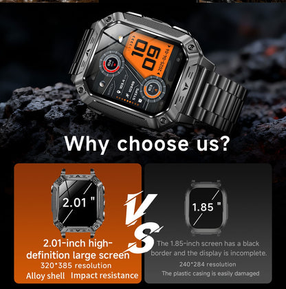 2026 Novo 1400mAh Bateria Grande Militar Ao Ar Livre 2.01 polegadas Smartwatch Masculino 10ATM À Prova D'água Chamada Bluetooth Relógio Inteligente Esportivo