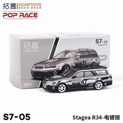 POP RACE 1/64 Porsche RWB Skyline GTR PANDEM DATSUN Mazda RX7 Toyota Coleção de Carros Miniatura de Liga Fundida em Vitrine