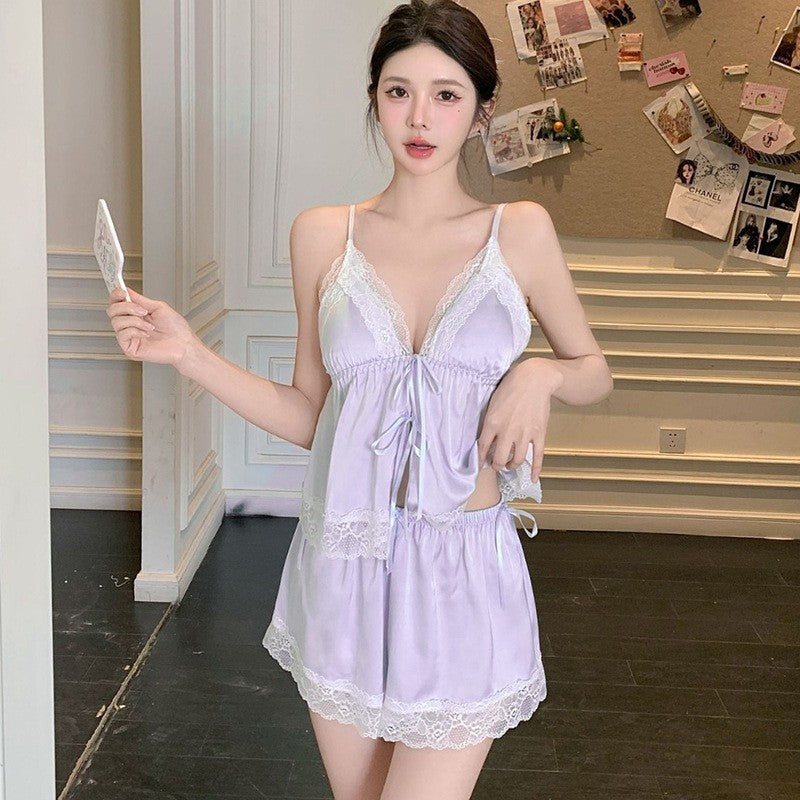French-Style Strapless Nightgown for Women Summer Strapless Robe Two-Piece Set Summer Purely Sensual Beauty Straps with Padded C