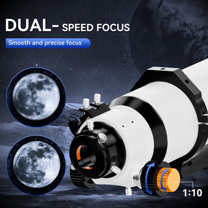 Telescópio Astronômico Refrator Svbony SV48P 90/102mm Abertura OTA com Focador de Duas Velocidades para Astrofotografia de Céu Profundo
