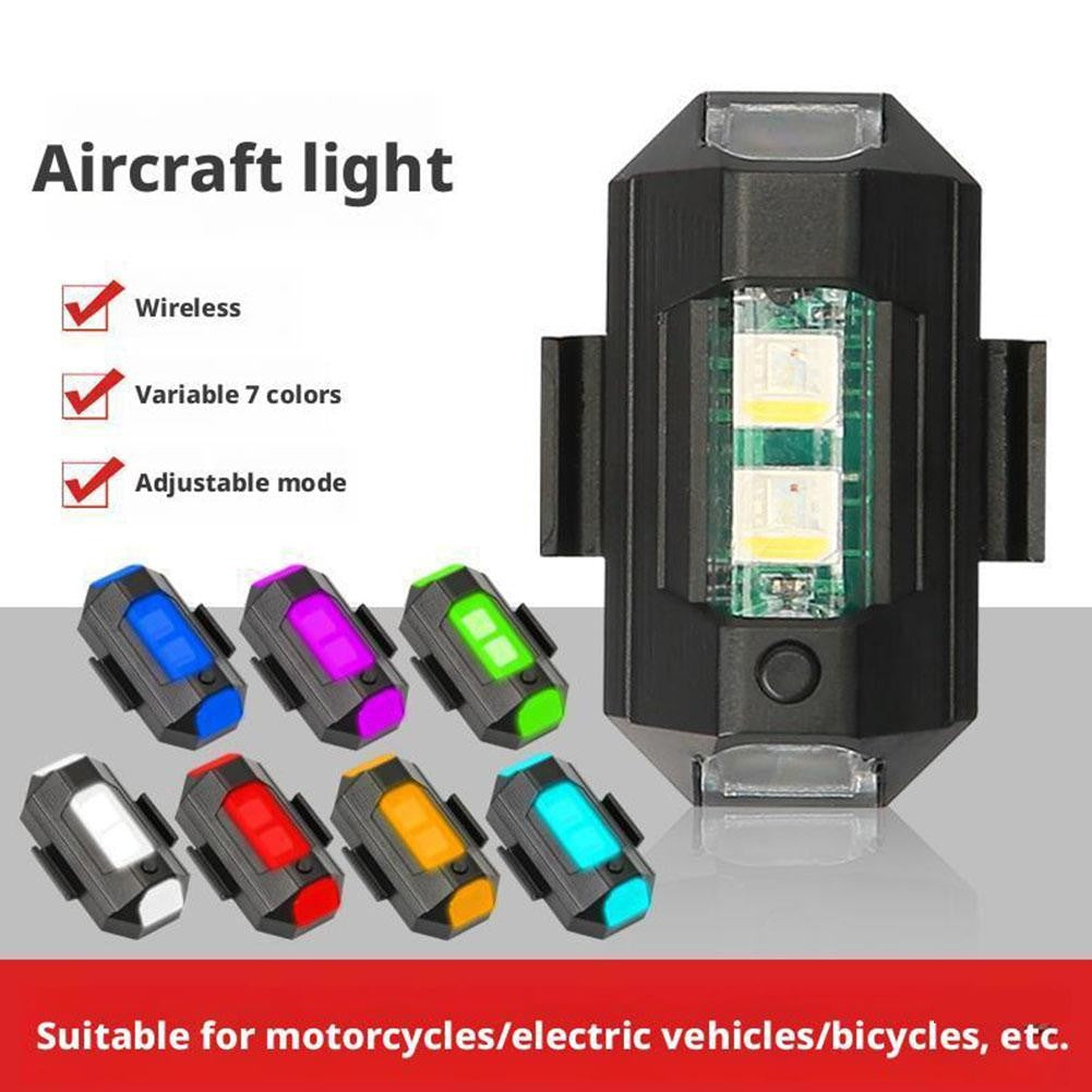 Motorcycle Flashing Lights Car RGB LED Strobe Lights 7 Colors Flash Position Wireless Light Aircraft Airplane Helicopter Warning