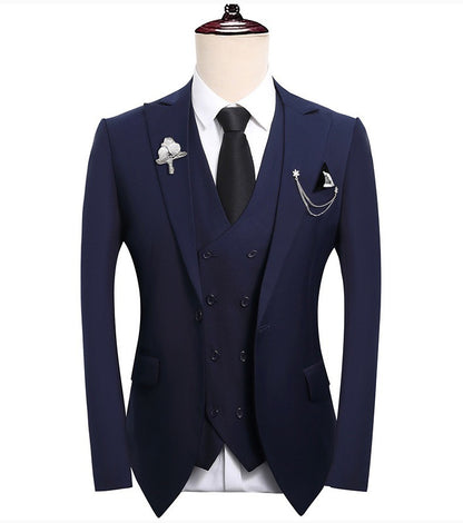 High Quality Classic Men Suit Tuxedo Peak Lapel Groomsmen Wedding Suits Set 3 Pieces(Jacket+Pants+Vest)Fashion Men Business Suit