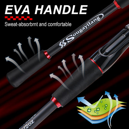 Sougayilang Vara de Pesca 1,8~2,1m Fibra de Carbono Spinning Casting Lure Rod Max Drag 10kg para Pesca de Baixo Achigã Truta Caña De Pescar