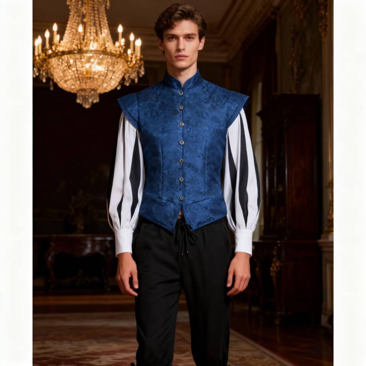 Mens Tudor Doublet Vest Victorian Medieval Renaissance Tudor Prince King Costume Ren Faire Jerkin Vest Waistcoat
