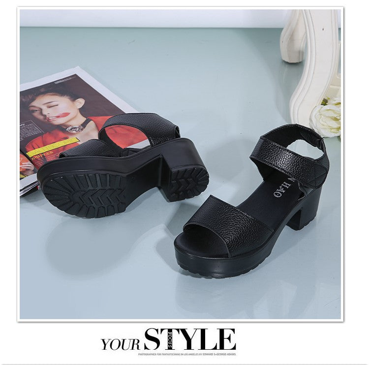Summer New White High-heeled Women's Sandals Women's Chunky Heel Wedge Platform Sandals Fish Mouth Shoes Roman Sandals for Women