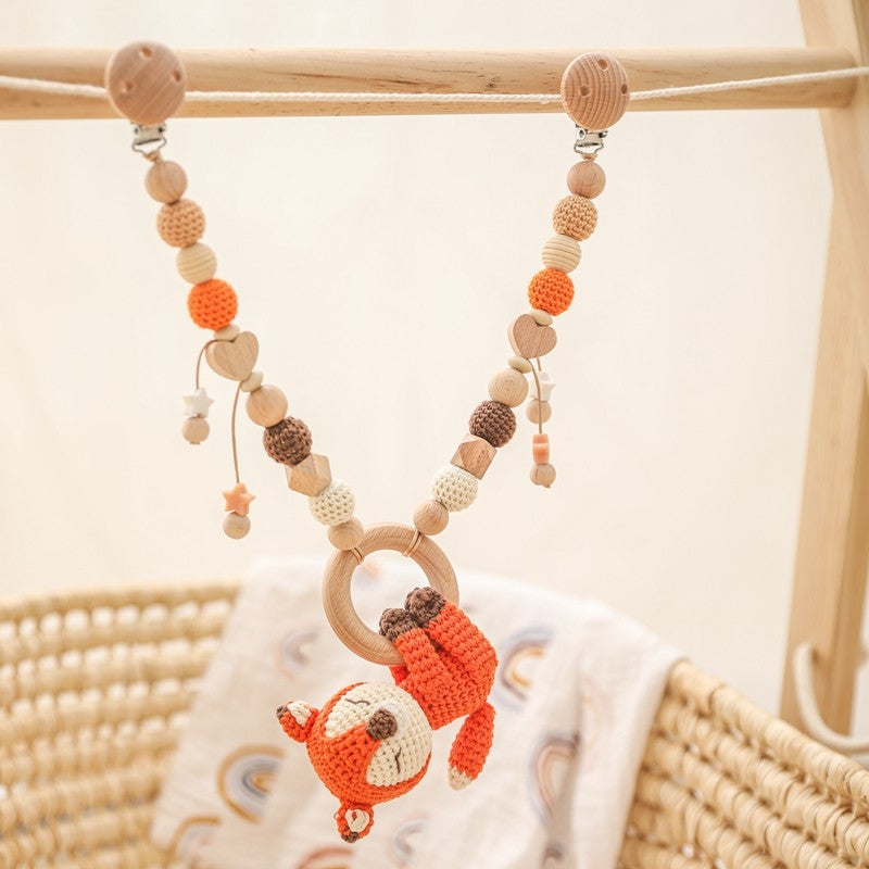 Baby Crochet Stroller Toys Wooden Hanging Ocean Stroller Teething Rattle Bell Animal Mobiles Gym Stroller Pendants Gifts Toys