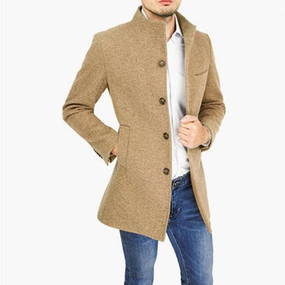 Elegant Jackets Man Single Breasted Man's Janket Solid Wool Blends Mid-length Trench Coat Long Men's Coat