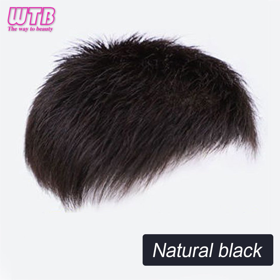 Peruca Curta Masculina de Cabelo Sintético Natural para Homens Jovens com Calvície, Queda de Cabelo, Linha Fina Alta, Aplique com Clipes