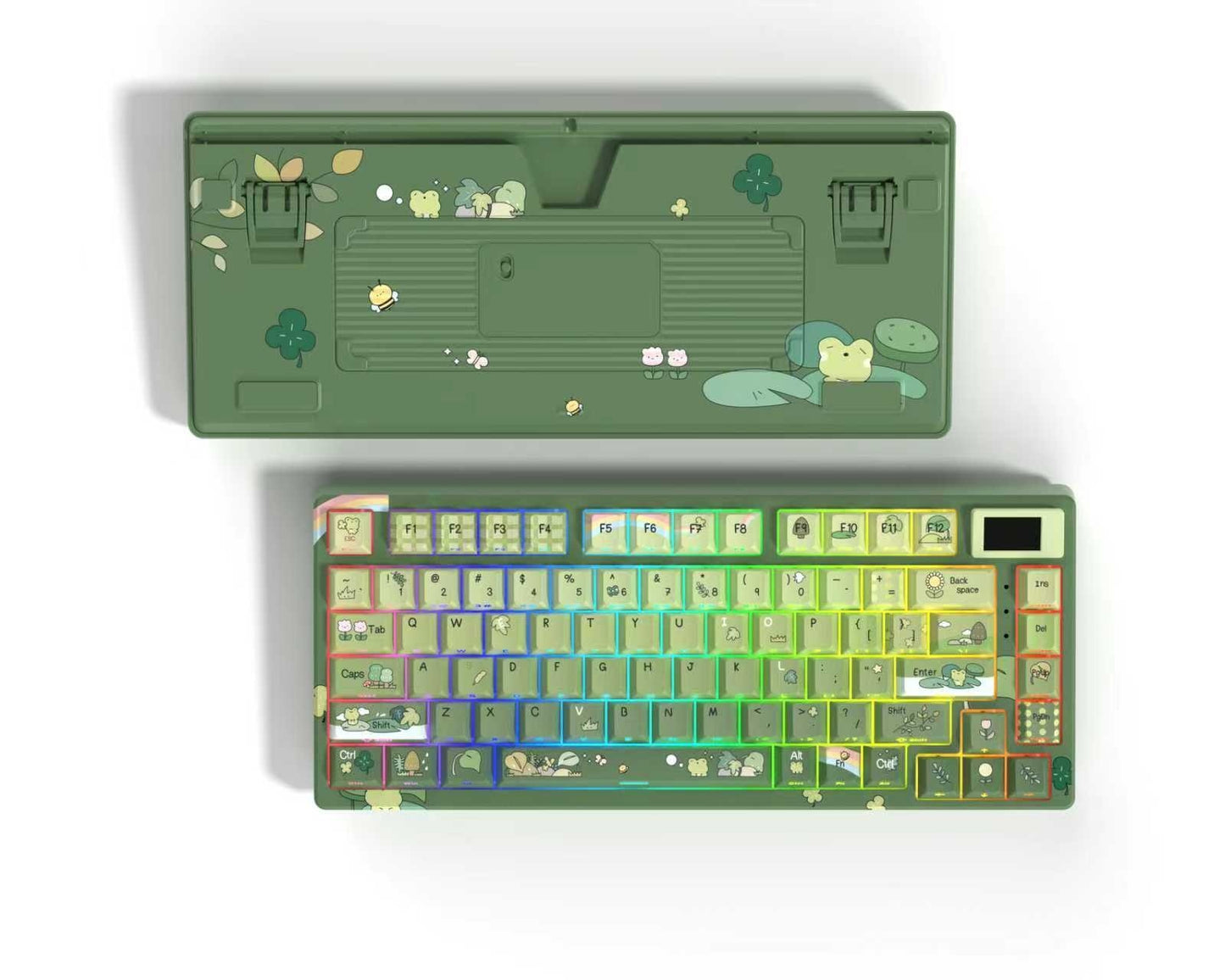 Teclado Mecânico Gamer com Fio e Tela OLED, Hot-Swappable de Teclas Completas, Retroiluminação RGB Pudding para PC, Computador, Notebook