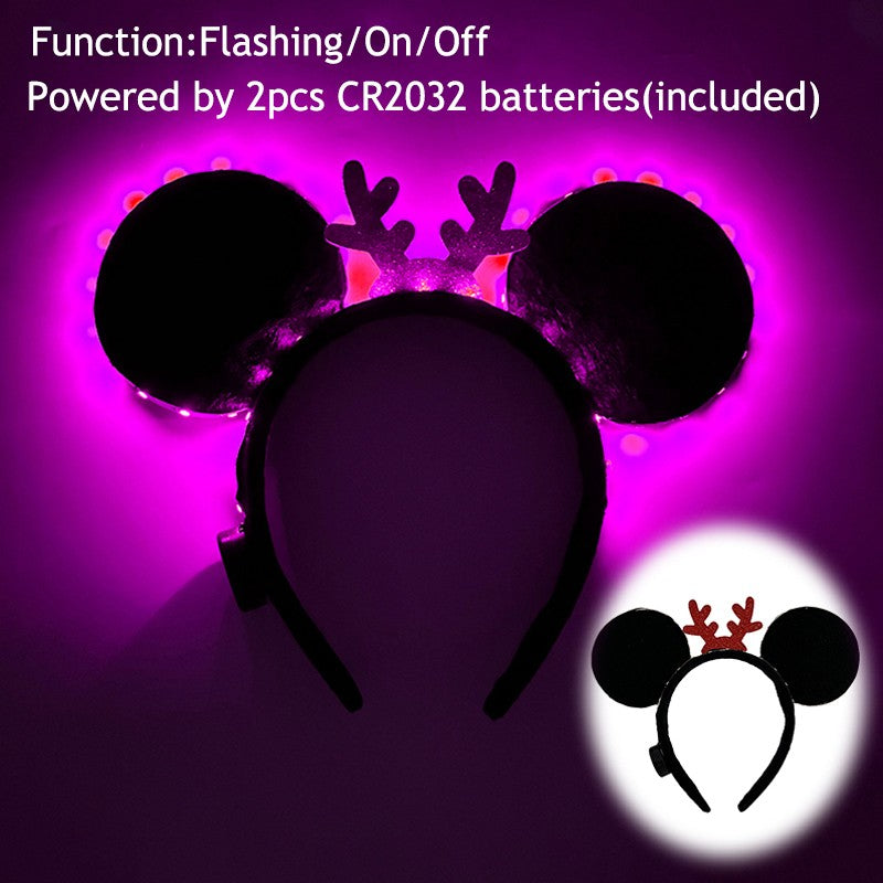 1/2pcs LED Glowing Neon Mouse Ears Headband Girls Festival Headbands Mickey Hairband Children Birthday Party Hair Accessories