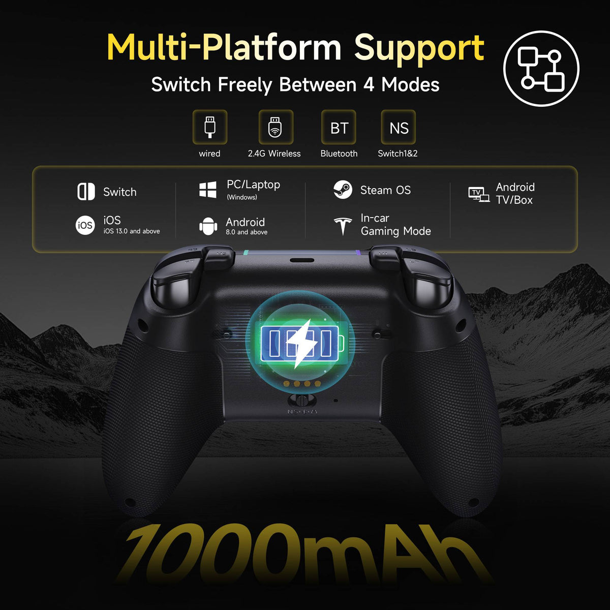 EasySMX X05 Pro Wireless Gamepad, Hall?Effect Anti?Drift Joystick, Dual Vibration Controller for PC Switch 1/2 Android iOS Steam