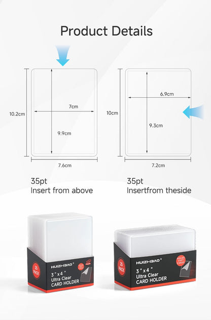 Cards colecionáveis de alta qualidade 3"x 4" 35PT para Top Loaders, sleeves para proteção de cards, para Pokémon, YuGiOh, Magic MTG