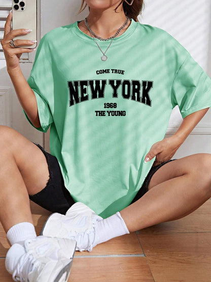 When 1968 The New York Is Young Cotton Woman Tshirts Oversize Daily Tshirts Creativity Streettshirt Individual Casual Clothes